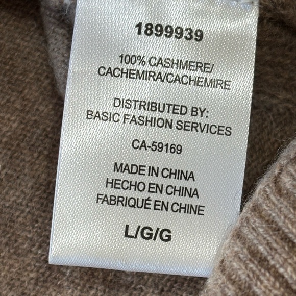 NWT Mario Serrani 100% Cashmere Knit Sweater Womens L Tan Quiet Luxury Classic - Picture 10 of 11